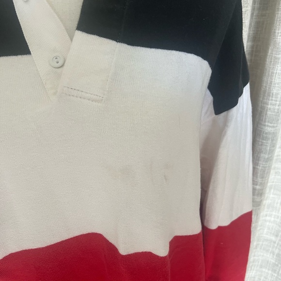 1990S LANDS' END RED, WHITE AND BLUE RUGBY SHIRT Size Medium - Picture 6 of 9